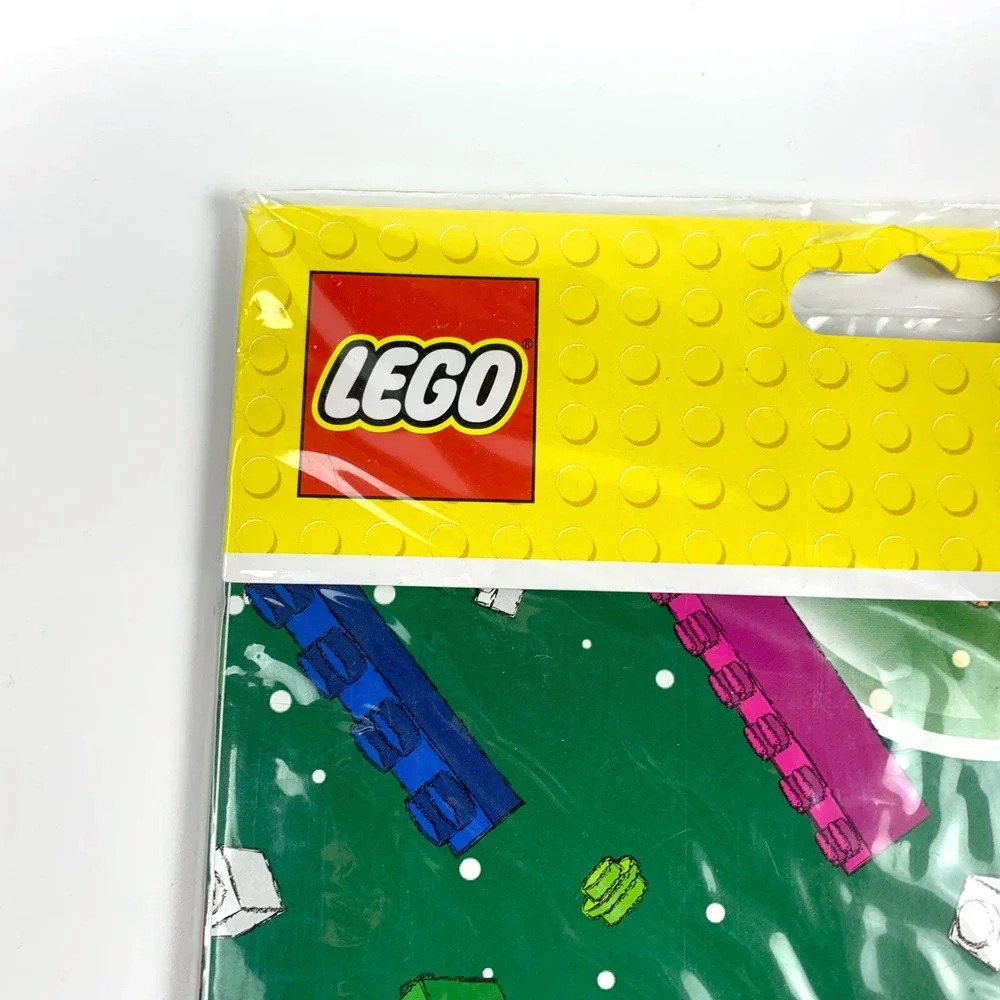LEGO Christmas Holiday Wrapping Paper 2 Sheets Blue Green‎ Snow Globe Stickers